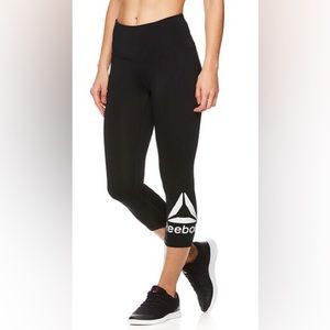 Rebook— Black High-Waisted Mid-Length Women’s Workout Leggings